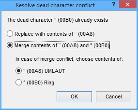 KbdEdit dialog resolve dead key character import conflict