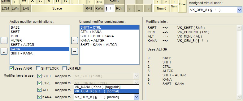 KbdEdit example French multilingual low level kana modifier