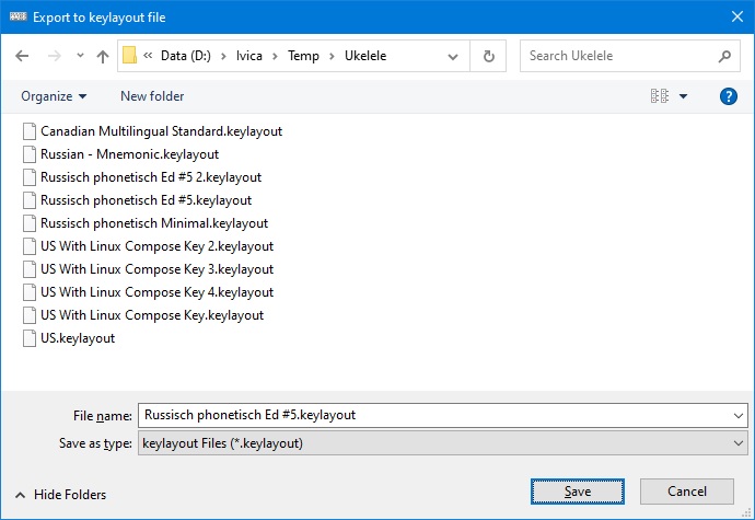 KbdEdit dialog Export keyboard layout to Apple Mac keylayout file