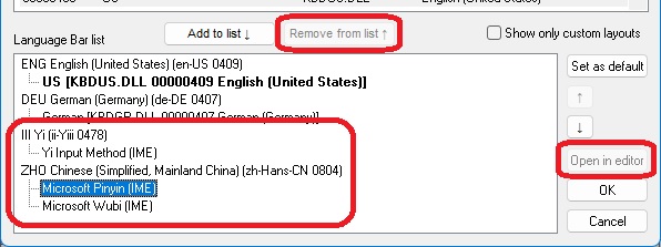 KbdEdit Language bar IME layouts