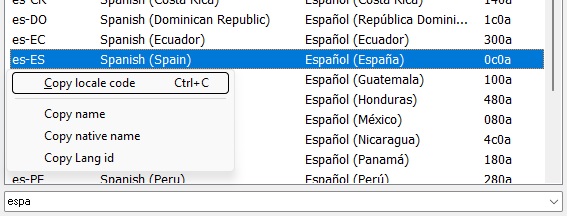 KbdEdit dialog locale search copy to clipboard
