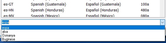 KbdEdit dialog locale search history