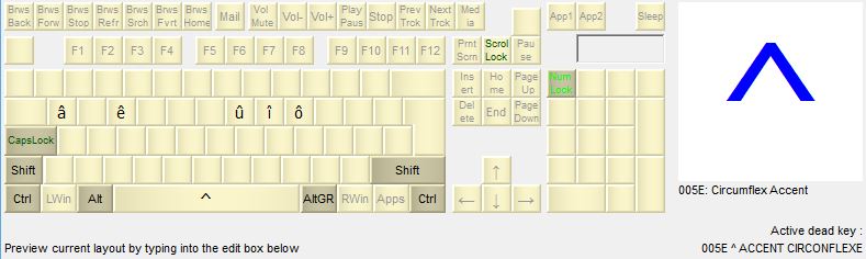 KbdEdit Screenshot Preview screen active dead key display
