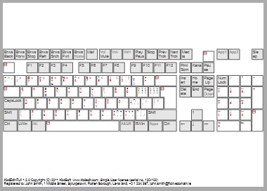 KbdEdit screenshot Sticker Map printout fit to page